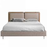 Кровать двуспальная серая с изголовьем из экокожи и ткани Modern Look варинант исполнения - 3 | Loft Concept в Барнауле