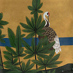 Обои ручная роспись Tsuro Cranes Original colourway on Gold Bullion gilded silk варинант исполнения - 2 | Loft Concept в Барнауле