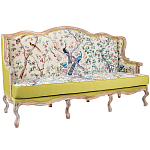 Диван из натурального бука бежевый с изображением птиц и цветов Beige Green Chinoiserie Garden Sofa варинант исполнения - 3 | Loft Concept в Барнауле