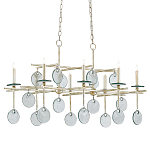 Люстра линейная с круглыми прозрачными подвесками  Horizontal Rectangular Chandelier варинант исполнения - 2 | Loft Concept в Барнауле