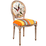 Стул бежевый в разноцветную полоску из натурального бука с изображением птиц и цветов Blooming Red Birds Colorful Stripes Chair варинант исполнения - 2 | Loft Concept в Барнауле