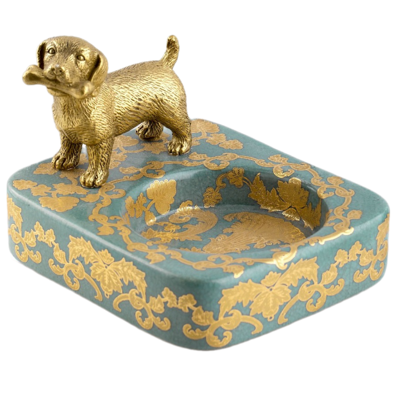 Пепельница фарфоровая Dog Бронза Голубой Пепельница фарфоровая Dog Бронза Голубой в Барнауле | Loft Concept
