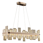 Люстра подвесная прямоугольная с рифлёными прозрачными элементами и золотым основанием Aurea Vista варинант исполнения - 1 | Loft Concept в Барнауле