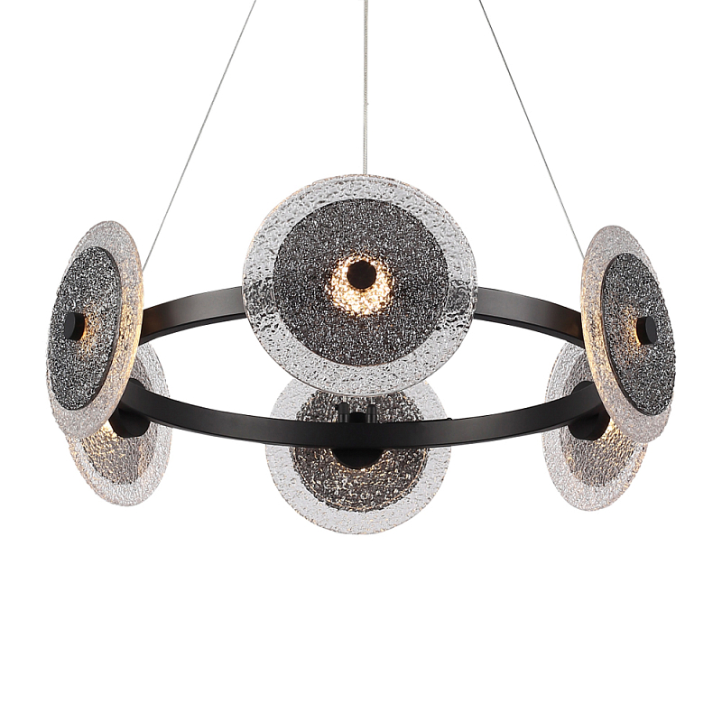 Люстра с плафонами из фактурного двойного стекла Heterochromia Дымчатый (Smoke) Черный в Барнауле | Loft Concept 