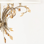 Люстра подвесная круглая с тканевым полупрозрачным абажуром и подвесками 6 ламп Gilded Elegance варинант исполнения - 6 | Loft Concept в Барнауле