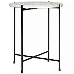 Кофейный столик с круглой разноцветной столешницей на 4-х черных ножках Multicolored Stone Composite варинант исполнения - 1 | Loft Concept в Барнауле