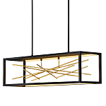 Люстра прямоугольная черного цвета с декором в виде ветвей в золотой отделке Hinkley варинант исполнения - 1 | Loft Concept в Барнауле