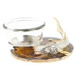 Икорница с декором "Стерлядка" с гравировкой на подставке из натурального камня Агат Decorative Cavair Dishes варинант исполнения - 1 | Loft Concept в Барнауле