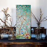 Постер на холсте в стиле шинуазри с изображением сада Chinoiserie Imperial Garden Birds and People Poster варинант исполнения - 3 | Loft Concept в Барнауле