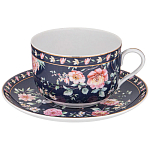 Чайный набор из фарфора синий на 6 персон 12 предметов Flower Porcelain Collection варинант исполнения - 1 | Loft Concept в Барнауле