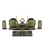 Настольный письменный набор из змеевика с часами и таблетницей Successful Leader варинант исполнения - 1 | Loft Concept в Барнауле