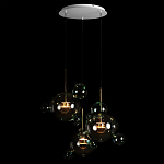 Люстра подвесная с прозрачными бирюзовыми стеклянными шарами и круглым основанием 3 лампы Giopato & Coombes варинант исполнения - 2 | Loft Concept в Барнауле