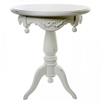 Стол приставной круглый белого цвета из массива бука с легкими потертостями White Provence варинант исполнения - 1 | Loft Concept в Барнауле