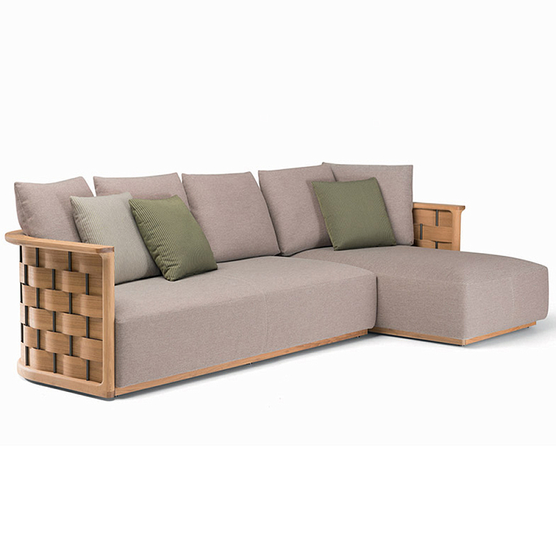Дизайнерский уличный диван из массива дерева с плетеной спинкой PALINFRASCA Sofa Оливковый Древесина Бежево-серый Дизайнерский уличный диван из массива дерева с плетеной спинкой PALINFRASCA Sofa Оливковый Древесина Бежево-серый в Барнауле | Loft Concept