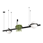 Подвесной светильник линейный с 2-мя шарообразными плафонами и цилиндрическим спотом Light of Еyes варинант исполнения - 3 | Loft Concept в Барнауле