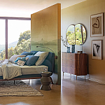 Комод округлой формы с тремя ящиками Walnut and Leather варинант исполнения - 8 | Loft Concept в Барнауле