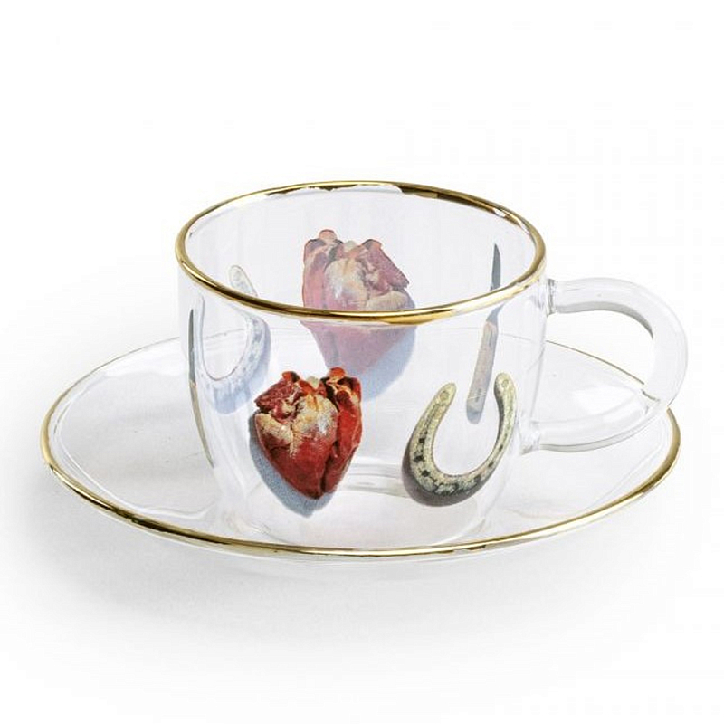 Кофейная пара Seletti I Love You Прозрачный Золотой Красный Кофейная пара Seletti I Love You Прозрачный Золотой Красный в Барнауле | Loft Concept