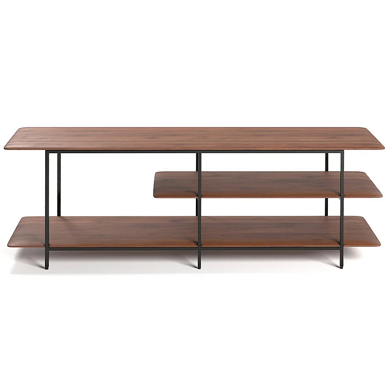ТВ-тумба с полками из массива ореха Derick Wooden TV Stand Коричневый Черный ТВ-тумба с полками из массива ореха Derick Wooden TV Stand Коричневый Черный в Барнауле | Loft Concept