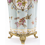 Ваза голубого цвета из фарфора с цветочным рисунком и бронзовой стрекозой Blue Garden варинант исполнения - 3 | Loft Concept в Барнауле