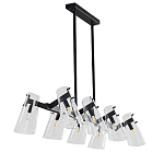 Люстра светодиодная с 8-ю прозрачными плафонами из акрила и стали Glass Cylinder Black варинант исполнения - 3 | Loft Concept в Барнауле