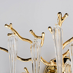 Бра золотого цвета с разветвленными ветвями и длинными прозрачными подвесками в форме стеклянных сосулек Droplet Chandelier варинант исполнения - 5 | Loft Concept в Барнауле