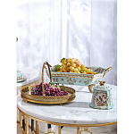 Блюдо овальное с ручкой и голубым фарфоровым дном с цветочным рисунком Blue Garden варинант исполнения - 5 | Loft Concept в Барнауле