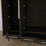 Большой Шкаф Primo Темный орех с 3 дверьми и 3 выдвижными ящиками варинант исполнения - 7 | Loft Concept в Барнауле