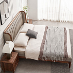 Кровать двуспальная с мягким изголовьем Moon Walnut Bed варинант исполнения - 4 | Loft Concept в Барнауле