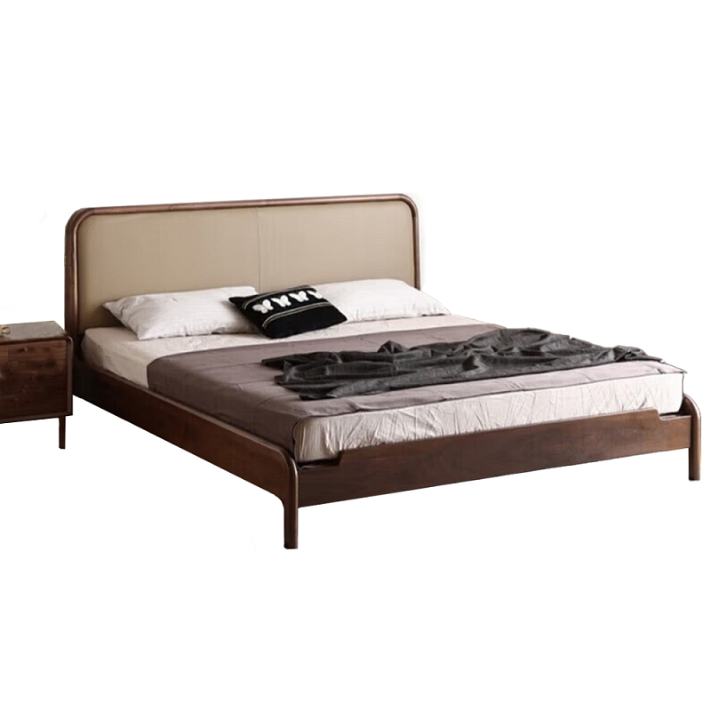 Кровать с каркасом из дерева и мягким изголовьем Moon Walnut Bed Орех Кровать с каркасом из дерева и мягким изголовьем Moon Walnut Bed Орех в Барнауле | Loft Concept