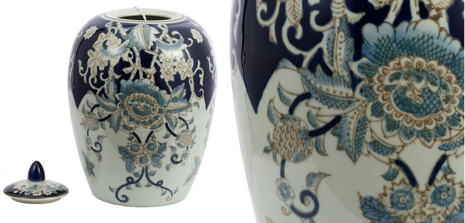 Ваза с крышкой Blue & White Ornament Vase barrel Ваза с крышкой Blue & White Ornament Vase barrel - Loft-Concept в Барнауле