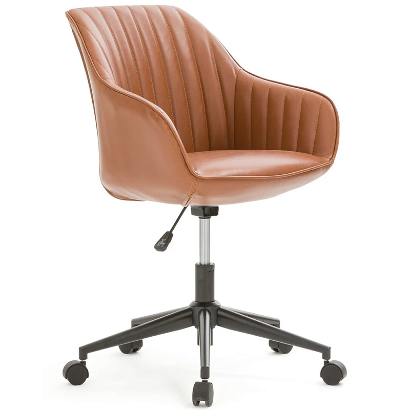 Вращающееся кресло на колёсах Alis Chair Коричневый Черный Хром Вращающееся кресло на колёсах Alis Chair Коричневый Черный Хром в Барнауле | Loft Concept