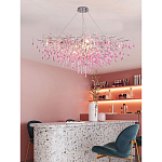 Люстра овальная с розовыми стеклянными подвесками в форме капель FAIRYTREE Light варинант исполнения - 3 | Loft Concept в Барнауле
