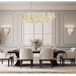 Люстра овальная с многослойными белыми и прозрачными подвесками Character Chandelier варинант исполнения - 6 | Loft Concept в Барнауле