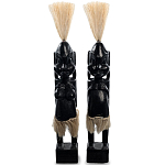 Комплект из 2-х деревянных статуэток Asmat Straw Headdress Statuettes Black варинант исполнения - 4 | Loft Concept в Барнауле
