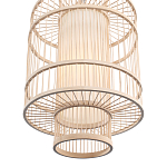 Подвесной светильник из деревянных прутьев с плафоном из натуральной ткани Light Inside the Cell варинант исполнения - 5 | Loft Concept в Барнауле