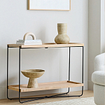 Консоль деревянной столешницей и полкой Wooden Table Top and Shelf варинант исполнения - 6 | Loft Concept в Барнауле