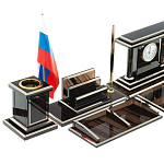 Настольный письменный набор с часами из природного камня обсидиана Team leader варинант исполнения - 3 | Loft Concept в Барнауле