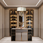 Люстра подвесная круглая с тканевым полупрозрачным абажуром и подвесками 4 лампы Gilded Elegance варинант исполнения - 8 | Loft Concept в Барнауле