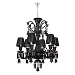 Люстра подвесная с плиссированными абажурами и множеством подвесок черного цвета Диаметр 62 см Lustre Reverie варинант исполнения - 1 | Loft Concept в Барнауле