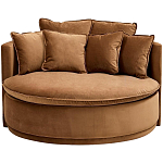 Кушетка круглая с обивкой из велюра коричневая Milky Brown Chair варинант исполнения - 2 | Loft Concept в Барнауле