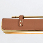 Подвесной светильник линейный латунного цвета в кожаном коричневом чехле и декоративными ремешками Alora варинант исполнения - 4 | Loft Concept в Барнауле