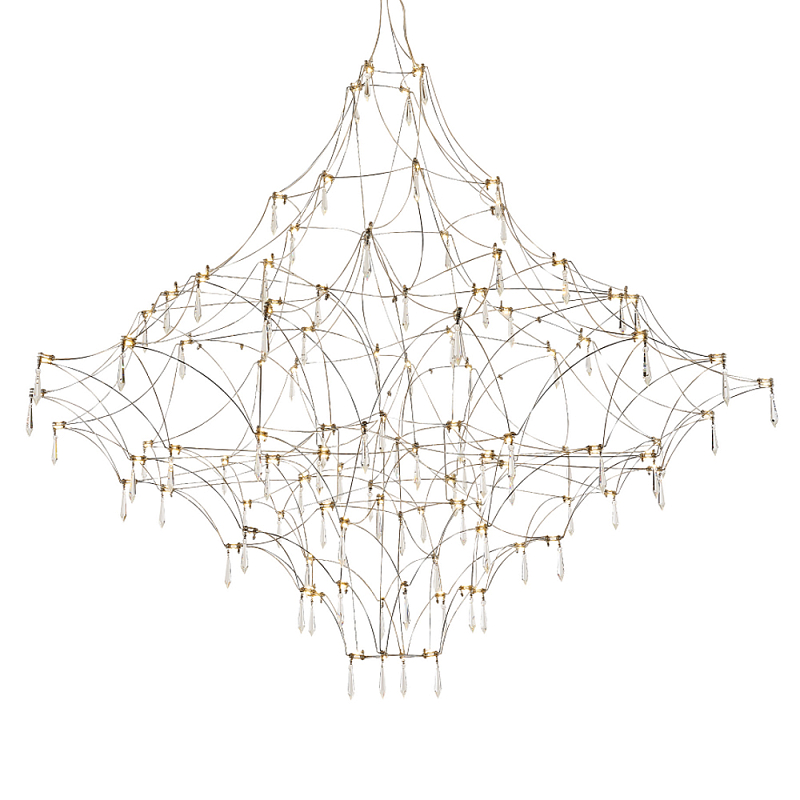 Люстра с тонким металлическим каркасом цвета хром Quasar Прозрачный Хром в Барнауле | Loft Concept 