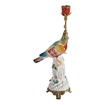 Подсвечник с попугаем из фарфора с бронзовыми элементами Eden Garden варинант исполнения - 3 | Loft Concept в Барнауле