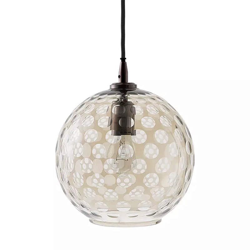 Подвесной светильник с плафоном в форме шара из стекла с рельефным узором Glass Pattern Lamp Коричневый Подвесной светильник с плафоном в форме шара из стекла с рельефным узором Glass Pattern Lamp Коричневый в Барнауле | Loft Concept