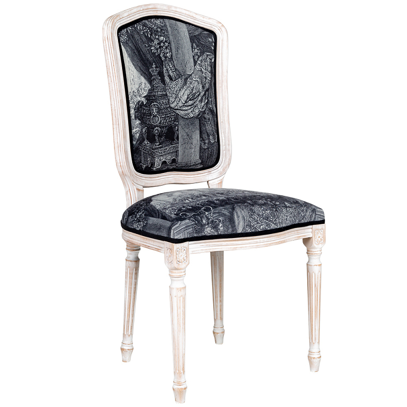 Стул Tuileries Palace Stool Черно-белый Белый винтажная патина Стул Tuileries Palace Stool Черно-белый Белый винтажная патина в Барнауле | Loft Concept