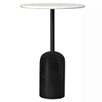 Кофейный столик с белой мраморной столешницей на черном основании Tall Coffee Black and White Table варинант исполнения - 3 | Loft Concept в Барнауле