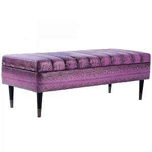 Пуф из натуральной кожи питона розовый цвет