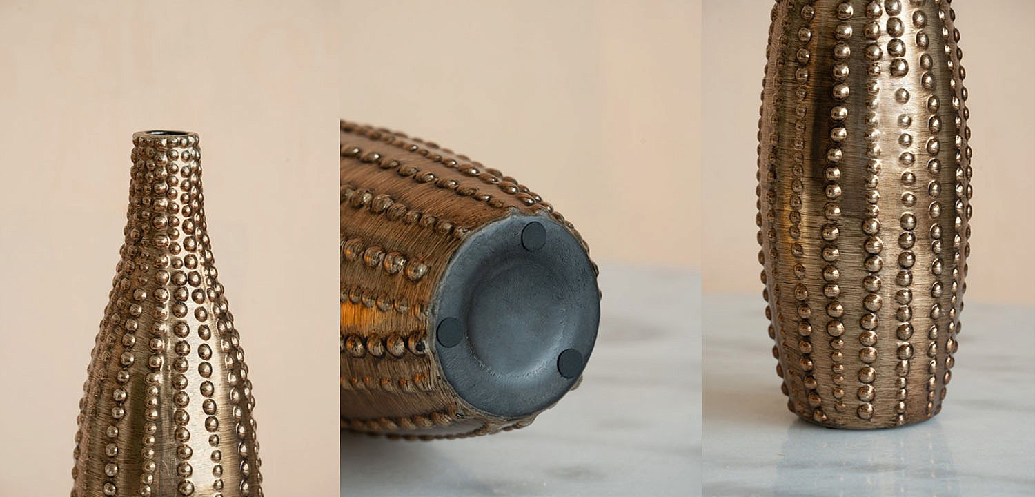 Ваза Ribbed Vase Narrow Throat bronze-gold 34 Ваза Ribbed Vase Narrow Throat bronze-gold 34 - Loft-Concept в Барнауле