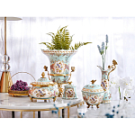 Кувшин с цветочным рисунком и бронзовой ручкой Blue Garden варинант исполнения - 7 | Loft Concept в Барнауле