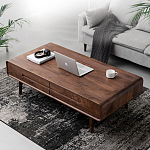 Кофейный стол из массива дерева с выдвижными ящиками Coffee Walnut Table варинант исполнения - 1 | Loft Concept в Барнауле